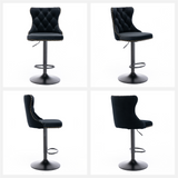 Darrahopens Furniture > Bar Stools & Chairs 4x Height Adjustable Swivel Bar Stool Velvet Nailhead Barstool with Footrest
