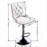 Darrahopens Furniture > Bar Stools & Chairs 4x Height Adjustable Swivel Bar Stool Velvet Nailhead Barstool with Footrest