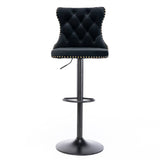 Darrahopens Furniture > Bar Stools & Chairs 4x Height Adjustable Swivel Bar Stool Velvet Nailhead Barstool with Footrest