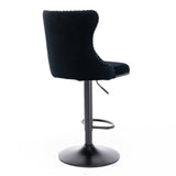 Darrahopens Furniture > Bar Stools & Chairs 4x Height Adjustable Swivel Bar Stool Velvet Nailhead Barstool with Footrest