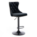 Darrahopens Furniture > Bar Stools & Chairs 4x Height Adjustable Swivel Bar Stool Velvet Nailhead Barstool with Footrest