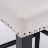 Darrahopens Furniture > Bar Stools & Chairs 4x Velvet Upholstered Button Tufted Bar Stools with Wood Legs and Studs-Beige