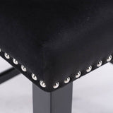 Darrahopens Furniture > Bar Stools & Chairs 4x Velvet Upholstered Button Tufted Bar Stools with Wood Legs and Studs-Black
