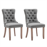 Darrahopens Furniture > Bar Stools & Chairs AADEN Modern Elegant Button-Tufted Upholstered Linen Fabric with Studs Trim and Wooden legs Dining Side Chair-Gray
