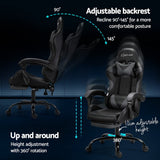 Darrahopens Furniture > Bar Stools & Chairs Artiss 2 Point Massage Gaming Office Chair Footrest Grey