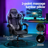 Darrahopens Furniture > Bar Stools & Chairs Artiss 2 Point Massage Gaming Office Chair Footrest Grey