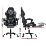 Darrahopens Furniture > Bar Stools & Chairs Artiss 2 Point Massage Gaming Office Chair Footrest Grey