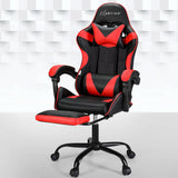 Darrahopens Furniture > Bar Stools & Chairs Artiss 2 Point Massage Gaming Office Chair Footrest Red