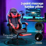 Darrahopens Furniture > Bar Stools & Chairs Artiss 2 Point Massage Gaming Office Chair Footrest Red