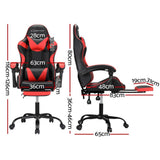Darrahopens Furniture > Bar Stools & Chairs Artiss 2 Point Massage Gaming Office Chair Footrest Red