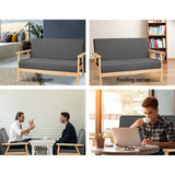 darrahopens Furniture > Bar Stools & Chairs Artiss 2 Seater Fabric Sofa Chair - Grey