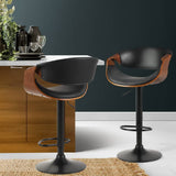 Darrahopens Furniture > Bar Stools & Chairs Artiss 2X Bar Stools Swivel Chair Kitchen Gas Lift Wooden Bar Stool Leather