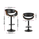 Darrahopens Furniture > Bar Stools & Chairs Artiss 2X Bar Stools Swivel Chair Kitchen Gas Lift Wooden Bar Stool Leather