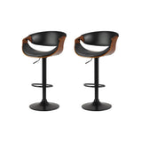 Darrahopens Furniture > Bar Stools & Chairs Artiss 2X Bar Stools Swivel Chair Kitchen Gas Lift Wooden Bar Stool Leather