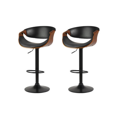 Darrahopens Furniture > Bar Stools & Chairs Artiss 2X Bar Stools Swivel Chair Kitchen Gas Lift Wooden Bar Stool Leather