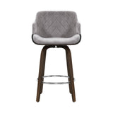 Darrahopens Furniture > Bar Stools & Chairs Artiss 2x Kitchen Bar Stools Wooden Bar Stool Chairs Swivel Velvet Fabric Grey