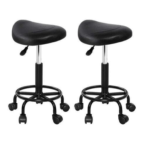 Darrahopens Furniture > Bar Stools & Chairs Artiss 2X Saddle Salon Stool Swivel Barber Chairs Bar Stools Hydraulic Lift PU