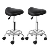 Darrahopens Furniture > Bar Stools & Chairs Artiss 2X Saddle Salon Stool Swivel Barber Hair Dress Chair Hydraulic Lift Black