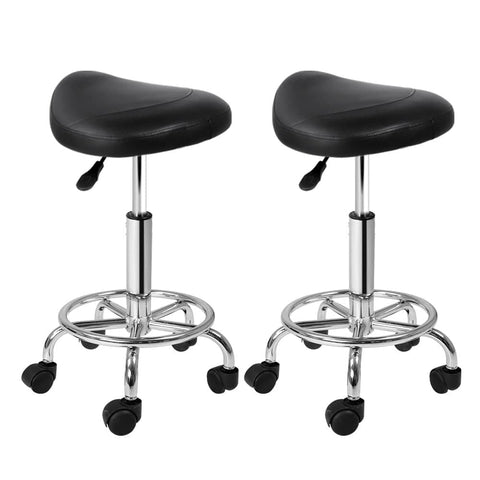 Darrahopens Furniture > Bar Stools & Chairs Artiss 2X Saddle Salon Stool Swivel Barber Hair Dress Chair Hydraulic Lift Black