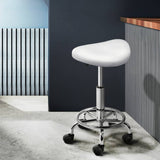 Darrahopens Furniture > Bar Stools & Chairs Artiss 2X Saddle Salon Stool Swivel Barber Hair Dress Chair Hydraulic Lift White