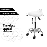 Darrahopens Furniture > Bar Stools & Chairs Artiss 2X Saddle Salon Stool Swivel Barber Hair Dress Chair Hydraulic Lift White
