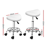 Darrahopens Furniture > Bar Stools & Chairs Artiss 2X Saddle Salon Stool Swivel Barber Hair Dress Chair Hydraulic Lift White