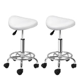 Darrahopens Furniture > Bar Stools & Chairs Artiss 2X Saddle Salon Stool Swivel Barber Hair Dress Chair Hydraulic Lift White