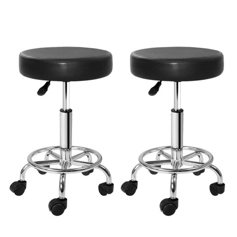 Darrahopens Furniture > Bar Stools & Chairs Artiss 2X Salon Stool Round Swivel Barber Hair Bar Stools Hydraulic Lift Black