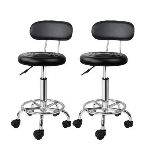 Darrahopens Furniture > Bar Stools & Chairs Artiss 2X Salon Stool Swivel Backrest Chair Barber Hairdressing Hydraulic Height
