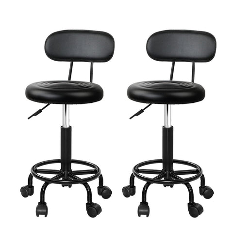 Darrahopens Furniture > Bar Stools & Chairs Artiss 2X Salon Stool Swivel Backrest Chair Barber Hairdressing Hydraulic Lift