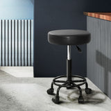Darrahopens Furniture > Bar Stools & Chairs Artiss 2X Salon Stool Swivel Round Barber Hair Bar Stools Hydraulic Lift Black