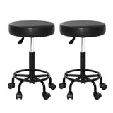 Darrahopens Furniture > Bar Stools & Chairs Artiss 2X Salon Stool Swivel Round Barber Hair Bar Stools Hydraulic Lift Black