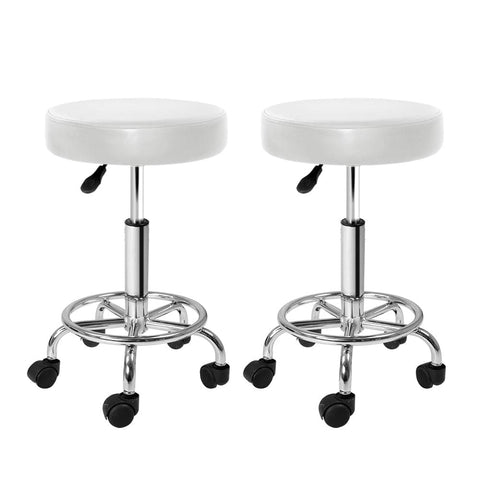 Darrahopens Furniture > Bar Stools & Chairs Artiss 2X Salon Stool Swivel Round Barber Hair Bar Stools Hydraulic Lift White