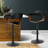 Darrahopens Furniture > Bar Stools & Chairs Artiss 2X Wooden Bar Stools Kitchen Swivel Gas Lift Bar Stool Chairs Leather