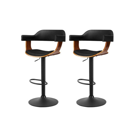 Darrahopens Furniture > Bar Stools & Chairs Artiss 2X Wooden Bar Stools Kitchen Swivel Gas Lift Bar Stool Chairs Leather