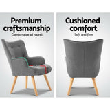 darrahopens Furniture > Bar Stools & Chairs Artiss Armchair and Ottoman - Grey