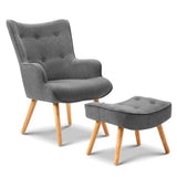 darrahopens Furniture > Bar Stools & Chairs Artiss Armchair and Ottoman - Grey