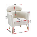 Darrahopens Furniture > Bar Stools & Chairs Artiss Armchair Boucle Fabric White Yoli
