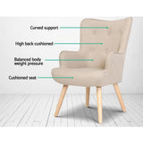 darrahopens Furniture > Bar Stools & Chairs Artiss Armchair Lounge Chair Fabric Sofa Accent Chairs and Ottoman Beige