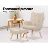 darrahopens Furniture > Bar Stools & Chairs Artiss Armchair Lounge Chair Fabric Sofa Accent Chairs and Ottoman Beige