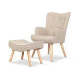darrahopens Furniture > Bar Stools & Chairs Artiss Armchair Lounge Chair Fabric Sofa Accent Chairs and Ottoman Beige