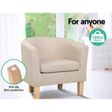 darrahopens Furniture > Bar Stools & Chairs Artiss Armchair Lounge Chair Tub Accent Armchairs Fabric Sofa Chairs Beige