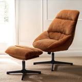 Darrahopens Furniture > Bar Stools & Chairs Artiss Armchair Set with Ottoman Linen Fabric Orange Yaro