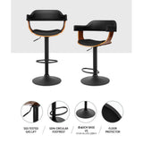 darrahopens Furniture > Bar Stools & Chairs Artiss Bar Stool Curved Gas Lift PU Leather - Black and Wood