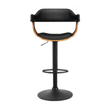 darrahopens Furniture > Bar Stools & Chairs Artiss Bar Stool Curved Gas Lift PU Leather - Black and Wood