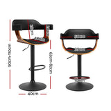 darrahopens Furniture > Bar Stools & Chairs Artiss Bar Stool Curved Gas Lift PU Leather - Black and Wood