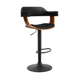 darrahopens Furniture > Bar Stools & Chairs Artiss Bar Stool Curved Gas Lift PU Leather - Black and Wood