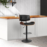 darrahopens Furniture > Bar Stools & Chairs Artiss Bar Stool Gas Lift Wooden PU Leather - Black and Wood