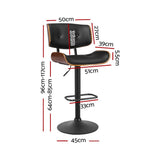 darrahopens Furniture > Bar Stools & Chairs Artiss Bar Stool Gas Lift Wooden PU Leather - Black and Wood