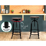 darrahopens Furniture > Bar Stools & Chairs Artiss Bar Stool Industrial Round Seat Wood Metal - Black and Brown